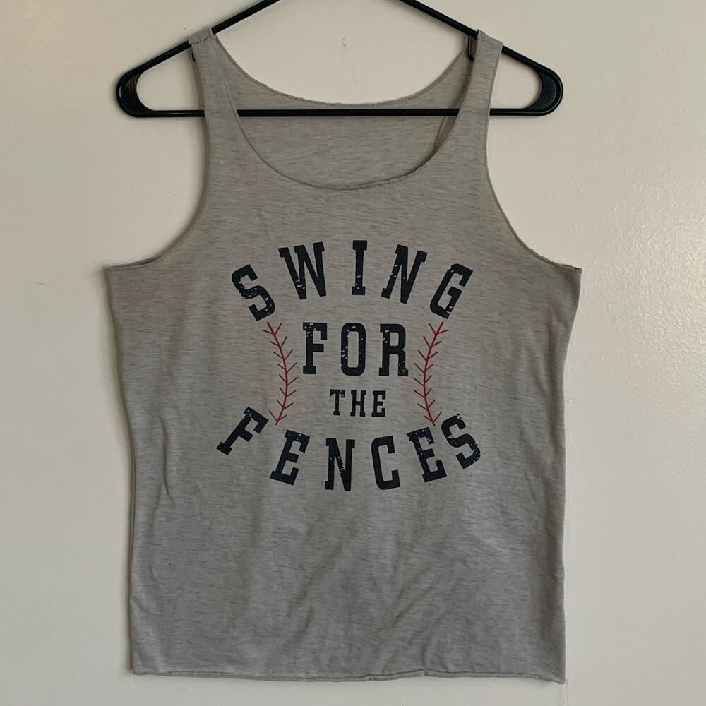 Gray “Swing for the Fences” Baseball Tank – Women’s Racerback – Size M